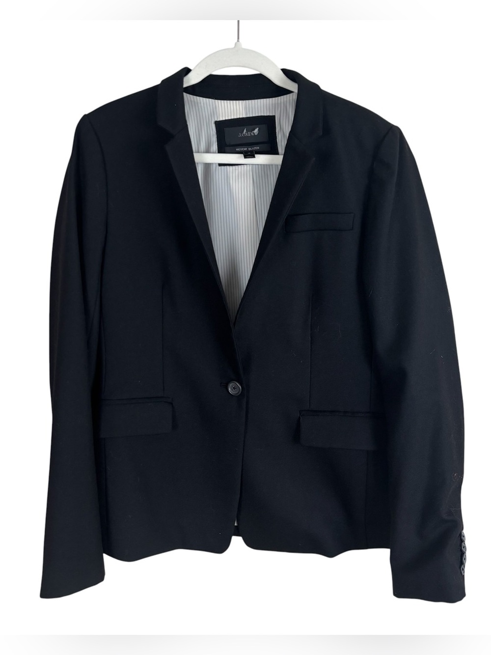 J. Crew Regent Blazer Women’s Size 12 Black Wool Blend Tailored Jacket B0323